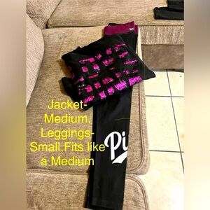 PINK Victoria's Secret Black and Pink Leggings